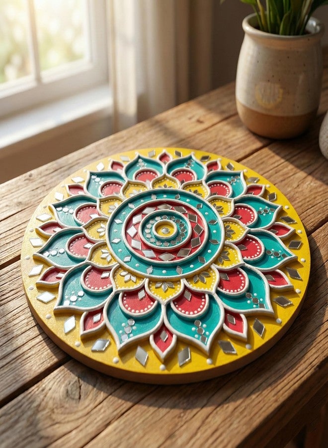 HOBBY INDIA Lippan Art and Craft Materials Kit for Adults and Beginners I Premarked MDF Board Mandala Art Painting DIY Kit for Room Wall Hanging Office and Home Decoration (Rangoli) - Image 5