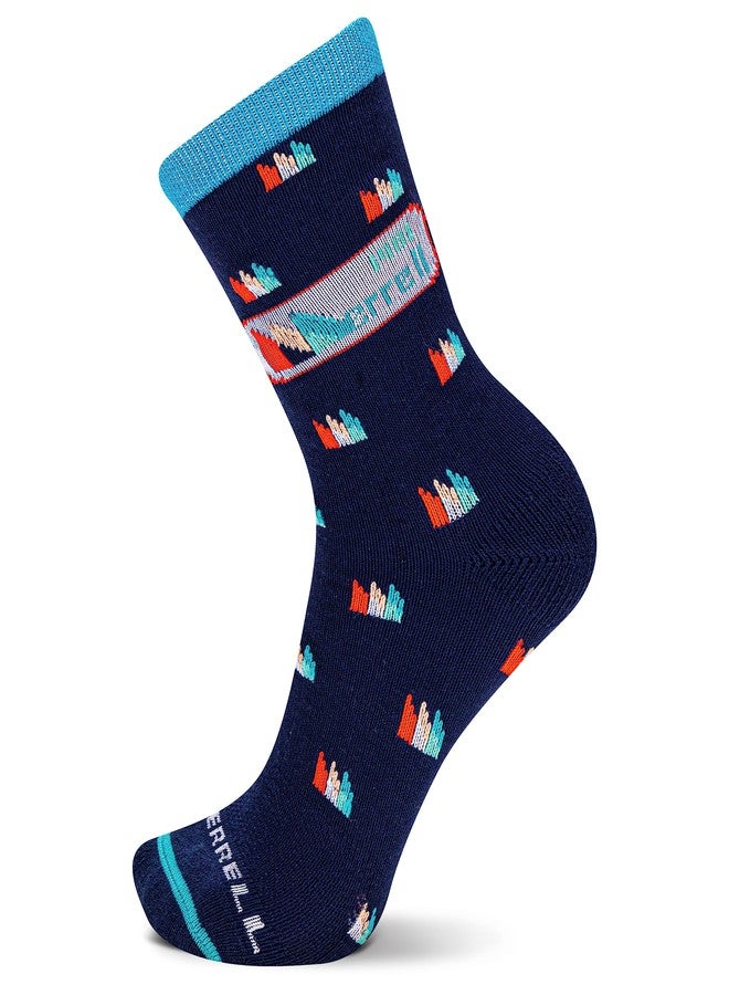 Merrell Men's and Women's Retro Logo Cotton Crew Socks 1 Pair Pack, Blue, 9.5-12