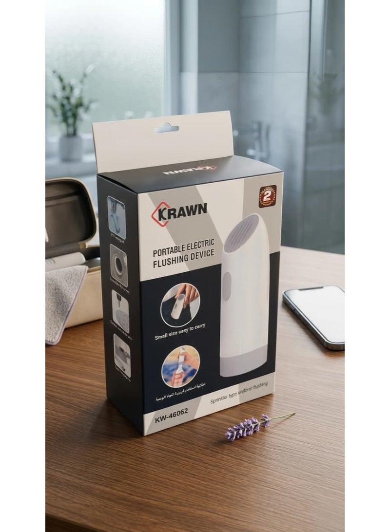 كراون Portable travel bidet , Automatic rechargeable water bidet , Electric rechargeable travel bidet , Travel bidet sprayer , Travel bidet with USB Type-C fast charging port , Fully waterproof portable bidet with IPX7 rating , Compatible with plastic water bottles , Stainless steel precision spray nozzle , Compact and lightweight design easy to carry in pocket and handbag , Portable personal hygiene device ideal for road trips and camping , Essential accessories for Hajj, Umrah, and international travel , Detachable internal filter screen for water purification and anti-clogging , Uniform distribution and quiet water flow with one-touch button , Practical and hygienic alternative to wet wipes and toilet paper , Essential travel tools for expats and students abroad , Easy to clean and reusable , Suitable for personal use in hotels, public places, and outdoor areas , Smart electric water sprayer for Wudu and personal hygiene , Practical for hikers and caravan owners - White Color - Image 2