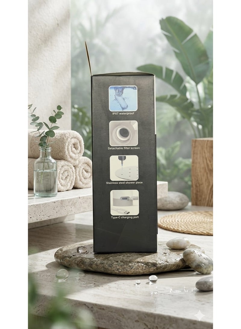 كراون Portable travel bidet , Automatic rechargeable water bidet , Electric rechargeable travel bidet , Travel bidet sprayer , Travel bidet with USB Type-C fast charging port , Fully waterproof portable bidet with IPX7 rating , Compatible with plastic water bottles , Stainless steel precision spray nozzle , Compact and lightweight design easy to carry in pocket and handbag , Portable personal hygiene device ideal for road trips and camping , Essential accessories for Hajj, Umrah, and international travel , Detachable internal filter screen for water purification and anti-clogging , Uniform distribution and quiet water flow with one-touch button , Practical and hygienic alternative to wet wipes and toilet paper , Essential travel tools for expats and students abroad , Easy to clean and reusable , Suitable for personal use in hotels, public places, and outdoor areas , Smart electric water sprayer for Wudu and personal hygiene , Practical for hikers and caravan owners - White Color - Image 5