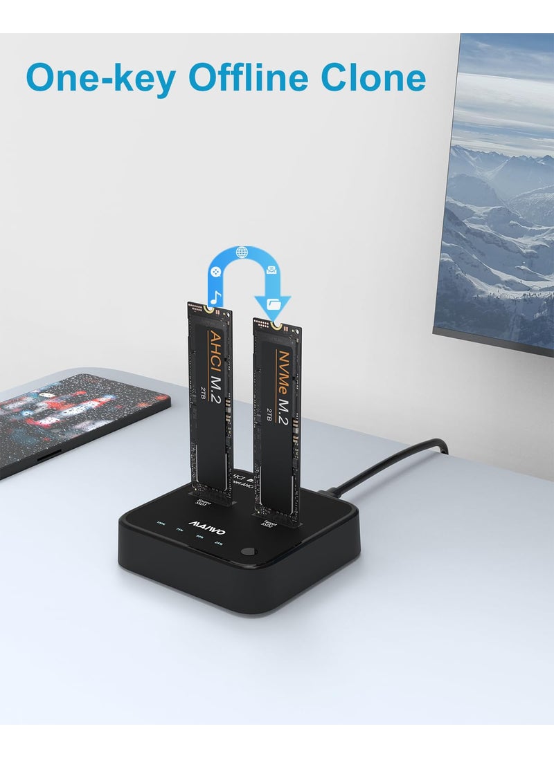 MAIWO MAIWO MacBook AHCI (M KEY B&M KEY) SSD NVMe Duplicator, USB3.2 Type-C 20Gbps M.2 Clone Docking Station, Compatible with M.2 SSD 2230/2242/2260/2280, Support One-Key Offline Clone Function (K3016P2+)  - Image 5