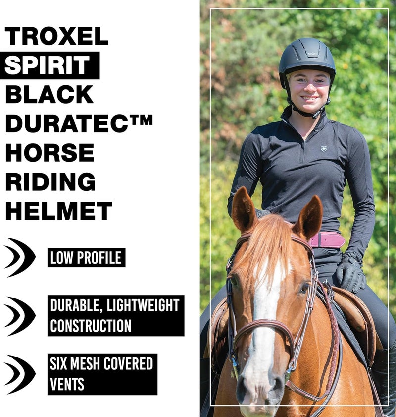 Troxel Spirit Helmet Black Duratec - Equestrian Riding Helmet - Image 2