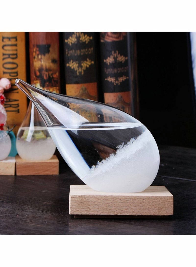 Captaintech Storm Bottle Weather Forecast Station Predictor Barometer With Wood Base Glow Glass Creative Birthday Gift Ornament For Home Office Decoration - Image 1