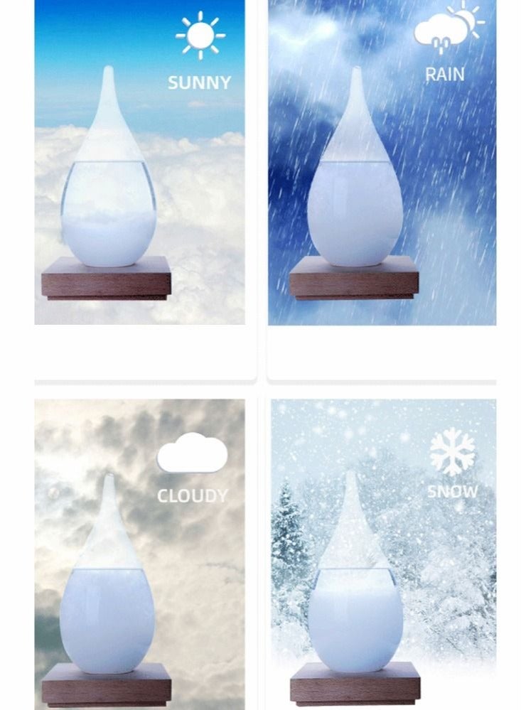 Captaintech Storm Bottle Weather Forecast Station Predictor Barometer With Wood Base Glow Glass Creative Birthday Gift Ornament For Home Office Decoration - Image 5