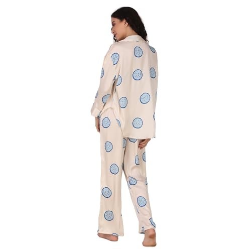 Masha Women Polyester Over-Size-Red-Heart Night Suit Top & Pajama Set (X-Large, Blue) - Image 4