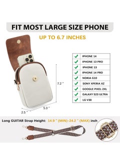 Bostanten Small Crossbody Bags For Women Trendy Leather Phone Wallet Purses Handbags Adjustable Guitar Strap (D02Brown With Beige)  - Image 4