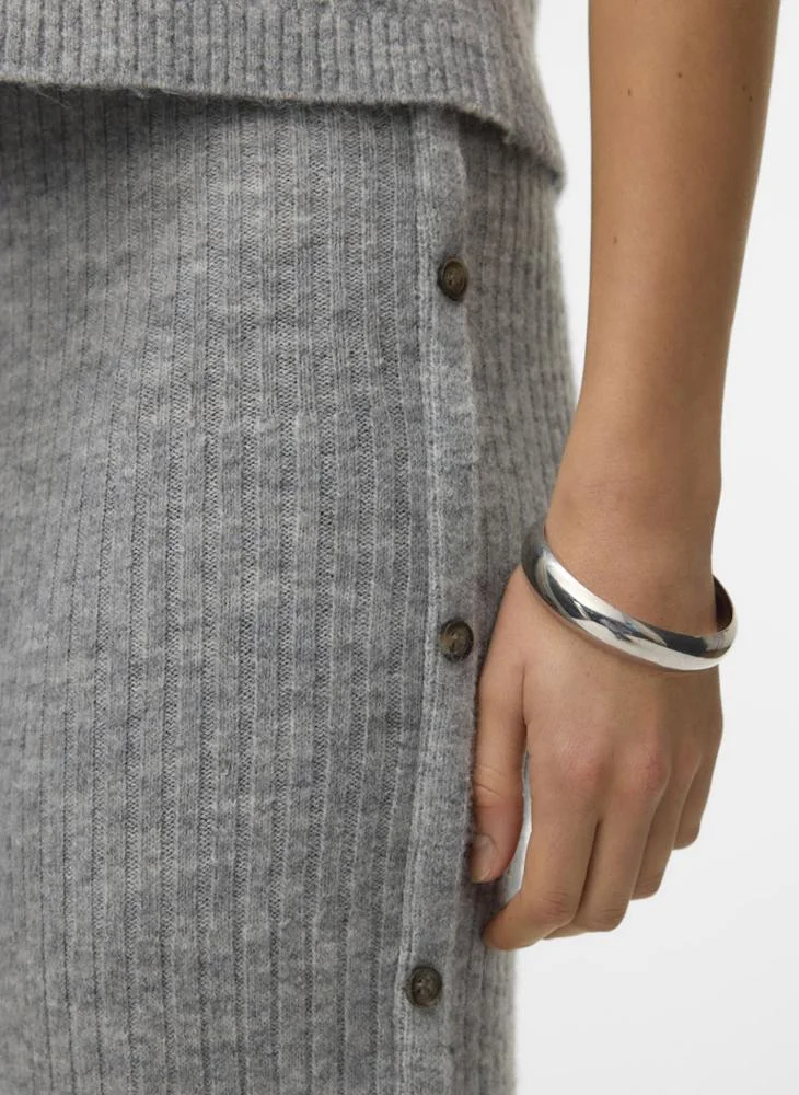 VERO MODA Knitted Maxi Skirt with Button Detailing