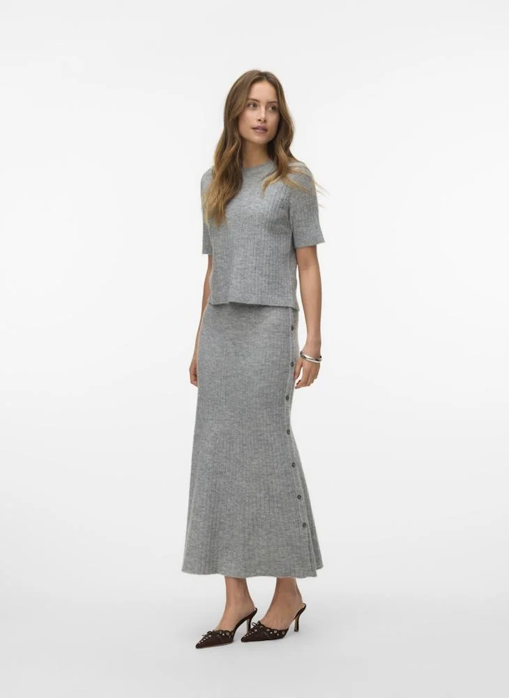 VERO MODA Knitted Maxi Skirt with Button Detailing