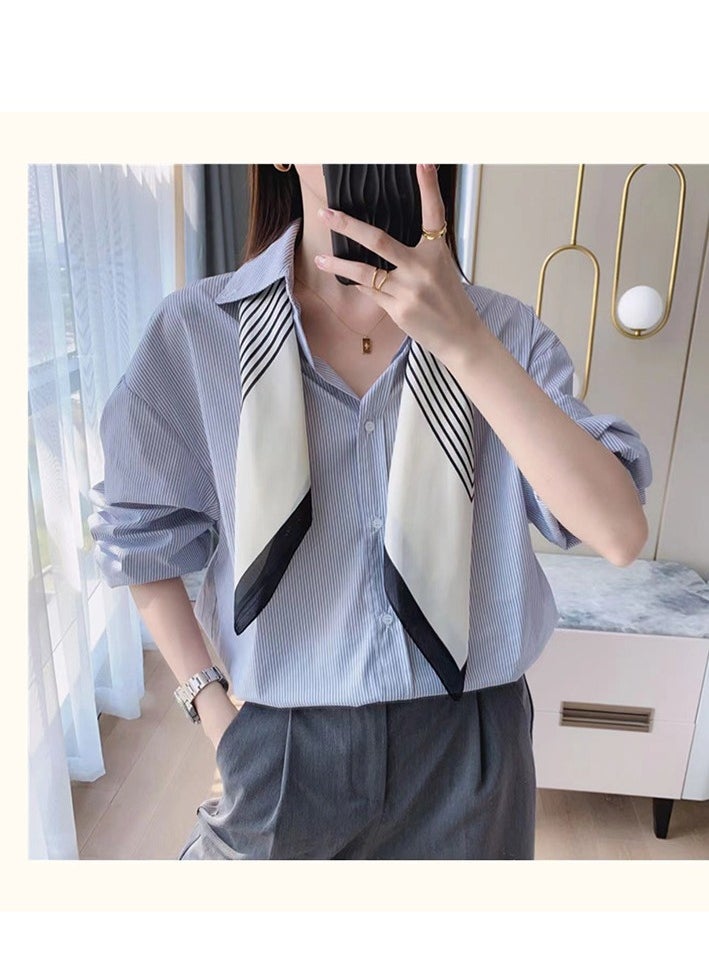 Generic Women's Mulberry Silk Striped Silk Scarf  - Image 5