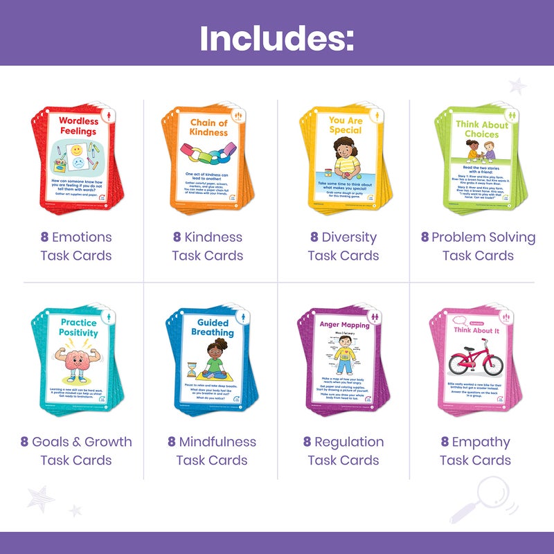 hand2mind hand2mind Social Emotional Task Cards for Ages 3 Social Emotional Learning Play Therapy Toys for Counselors Social Skills Activities for Kids Conversation Starters Emotional Regulation for Kids - Image 2