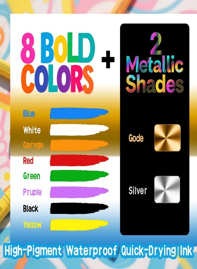 Ami Jumbo Poster Markers - 10 Pcs 15mm Thick Felt Tip Acrylic Permanent Pens Set, Wide Tip Graffiti Markers for Car Window, Rock, Poster Board,Wood,Banner & Sign Painting - Image 3