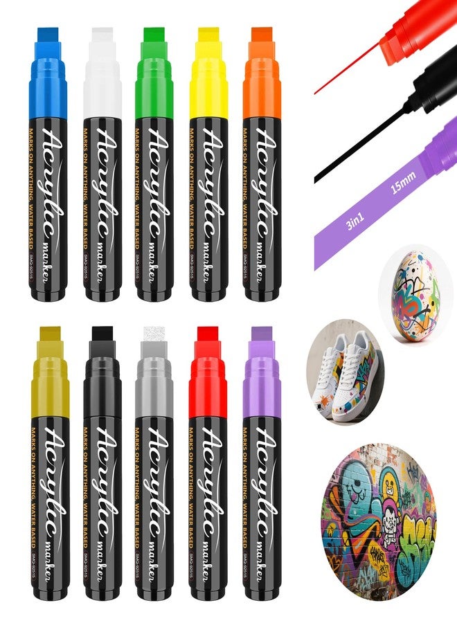Ami Jumbo Poster Markers - 10 Pcs 15mm Thick Felt Tip Acrylic Permanent Pens Set, Wide Tip Graffiti Markers for Car Window, Rock, Poster Board,Wood,Banner & Sign Painting - Image 1