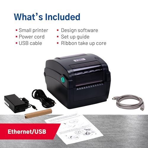 TSC - B00HGUZGXS TTP-244CE Desktop Thermal Transfer Label Barcode Printer - 4.25", 203 dpi – Optional Bluetooth Interface, Navy Blue, 7.95” (W) x 6.81” (H) x 10.16” (D) - Image 4