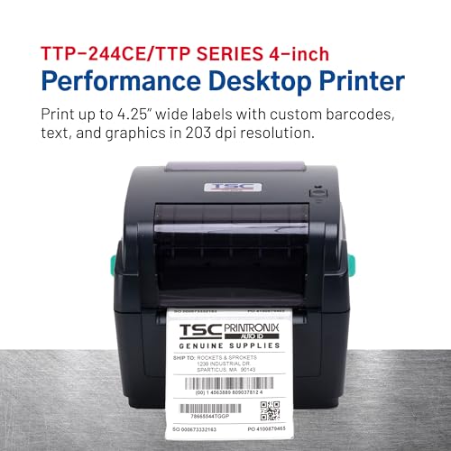 TSC - B00HGUZGXS TTP-244CE Desktop Thermal Transfer Label Barcode Printer - 4.25", 203 dpi – Optional Bluetooth Interface, Navy Blue, 7.95” (W) x 6.81” (H) x 10.16” (D) - Image 2