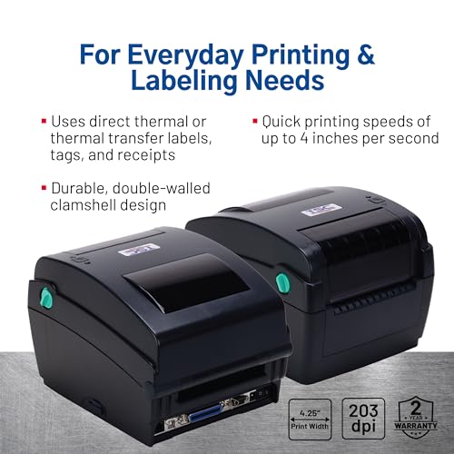 TSC - B00HGUZGXS TTP-244CE Desktop Thermal Transfer Label Barcode Printer - 4.25", 203 dpi – Optional Bluetooth Interface, Navy Blue, 7.95” (W) x 6.81” (H) x 10.16” (D) - Image 3