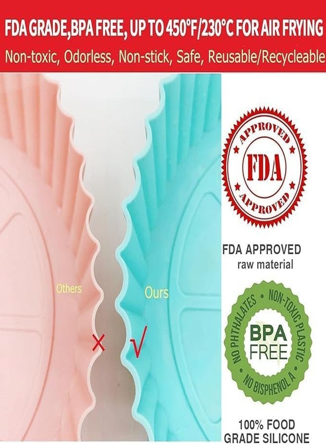 FLIPA Reusable 8" Silicone Air Fryer Liners for Non-Stick Foldable Parchment Liner with 9-Inch Tongs with Silicone Tip ((Pack of 3)) - Image 5
