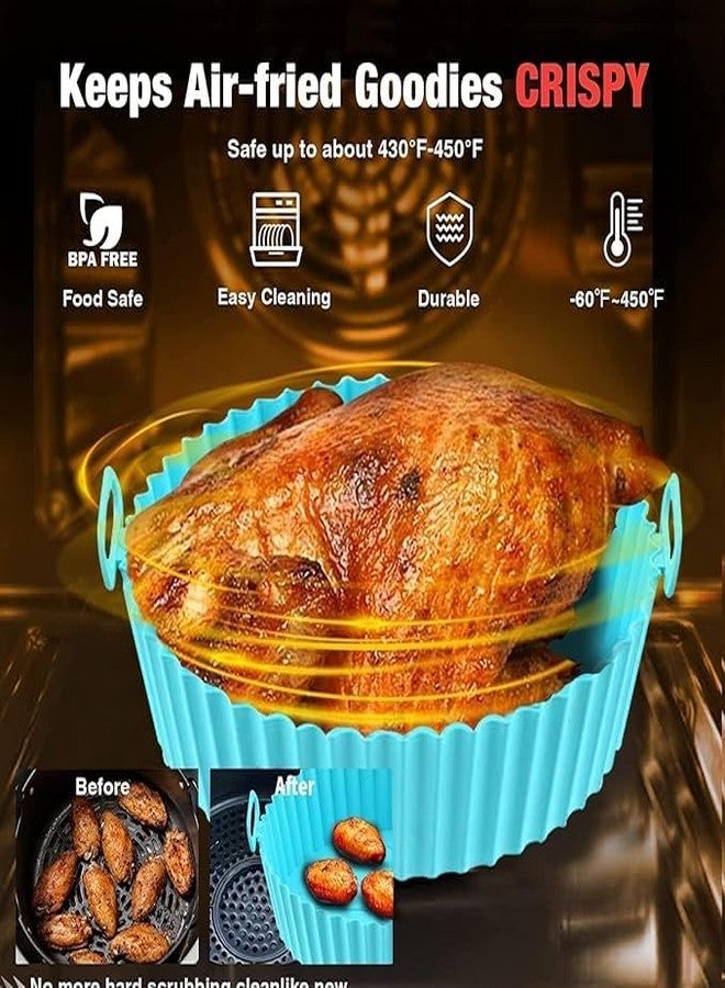 FLIPA Reusable 8" Silicone Air Fryer Liners for Non-Stick Foldable Parchment Liner with 9-Inch Tongs with Silicone Tip ((Pack of 3)) - Image 4