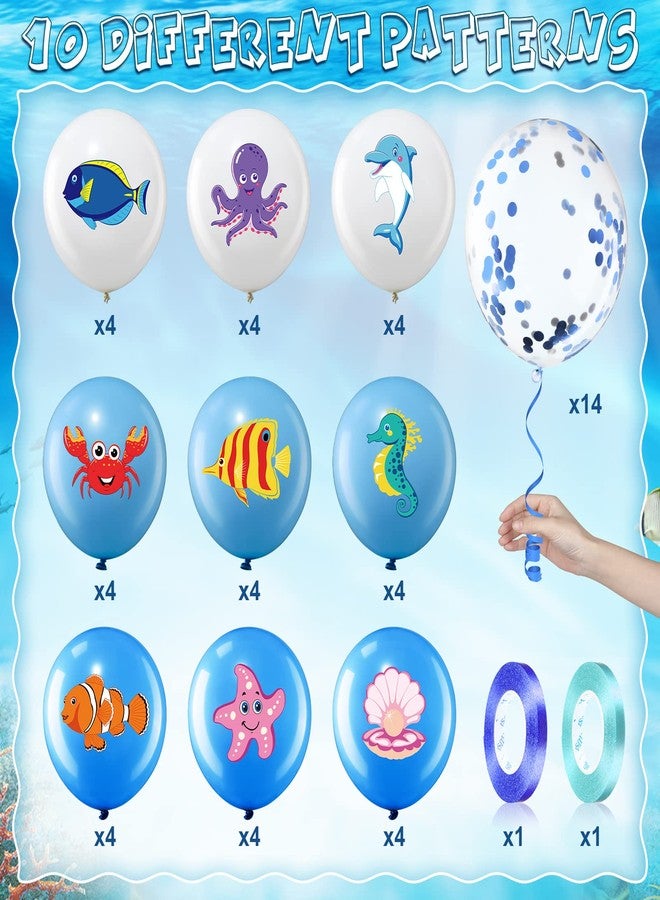 Aoriher 50 Pieces Sea Animals Balloons Party Decorations, Under the Sea Birthday Party Latex Balloons Ocean Theme for Boys Girls Marine Creatures Beach Party Favors Baby Shower Supplies - Image 2