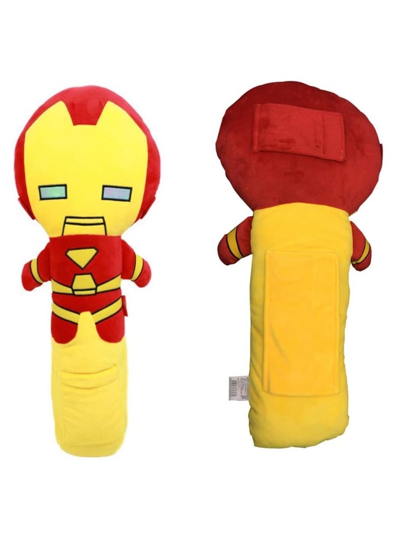 Car Plush Pillow, Ultra Soft Comfortable Car Seat Belt Pillow, Breathable Material Cartoon Car Travel Pillow, Lightweight Portable Headrest Shoulder Pillow For Car Home Travel, (1pc, Iron Man)  - Image 1