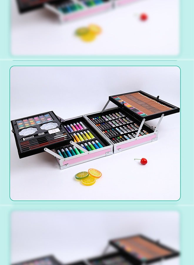 هايدو 219 مجموعة فنية PCS -مجموعة فنية لفنان محترف يرسم الأطفال -المراهقين والبالغين، بما في ذلك الألوان -أقلام الرصاص الملونة -الألوان المائية -الورق -الألواح المطاطية -هدايا كبيرة للأطفال,أسلوب القلم هو عشوائي. - Image 3