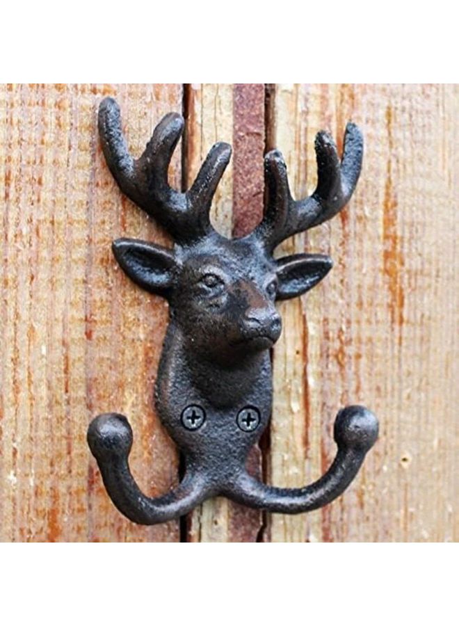 خطاف حائط كلاسيكي من الحديد الزهر بقرون الغزلان، حامل مزدوج للمعاطف والقبعات، على الطراز الريفي للمزرعة - Image 5