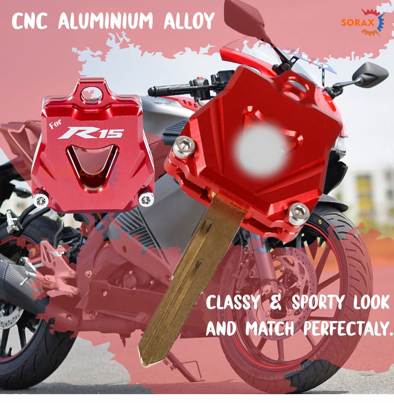 SORAX Yamaha R15 Key Ring Case Cover Suitable for V3 V2 V1 (Heavy Duty Latest CNC Aluminum Metal) (RED) - Image 2