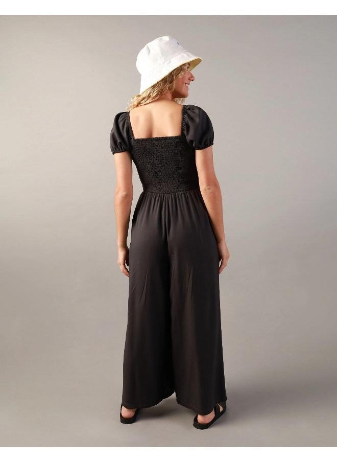 American Eagle - AE Smocked Puff Sleeve Jumpsuit - Image 1