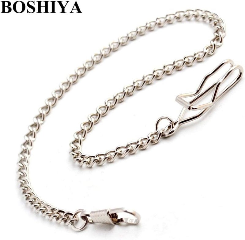BoShiYa Clip Pocket Watch Chain for Men Vintage Metal Alloy Albert Vest Chain 14.9 Inch Pocket Watch Chains Link - Image 2