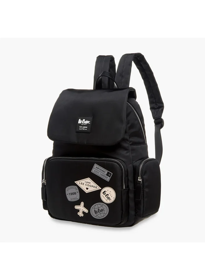 لي كوبر Women Logo Applique Backpack with Adjustable Straps and Zip Closure - 13x30x40 cm