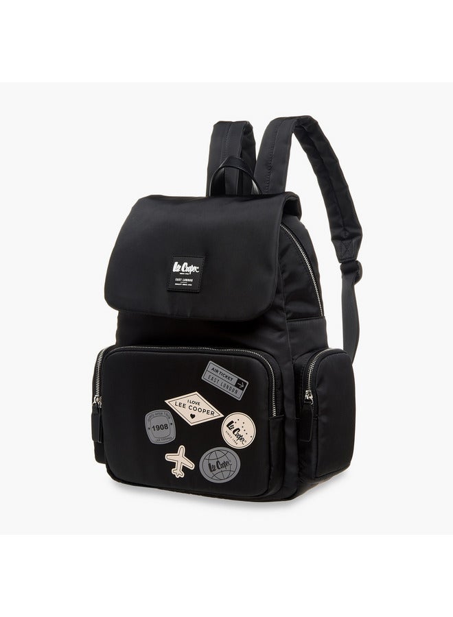 Lee Cooper Women Logo Applique Backpack with Adjustable Straps and Zip Closure - 13x30x40 cm  - Image 2