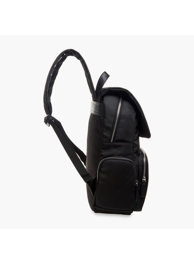 Lee Cooper Women Logo Applique Backpack with Adjustable Straps and Zip Closure - 13x30x40 cm  - Image 3