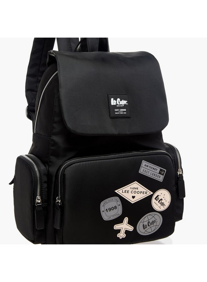 Lee Cooper Women Logo Applique Backpack with Adjustable Straps and Zip Closure - 13x30x40 cm  - Image 5
