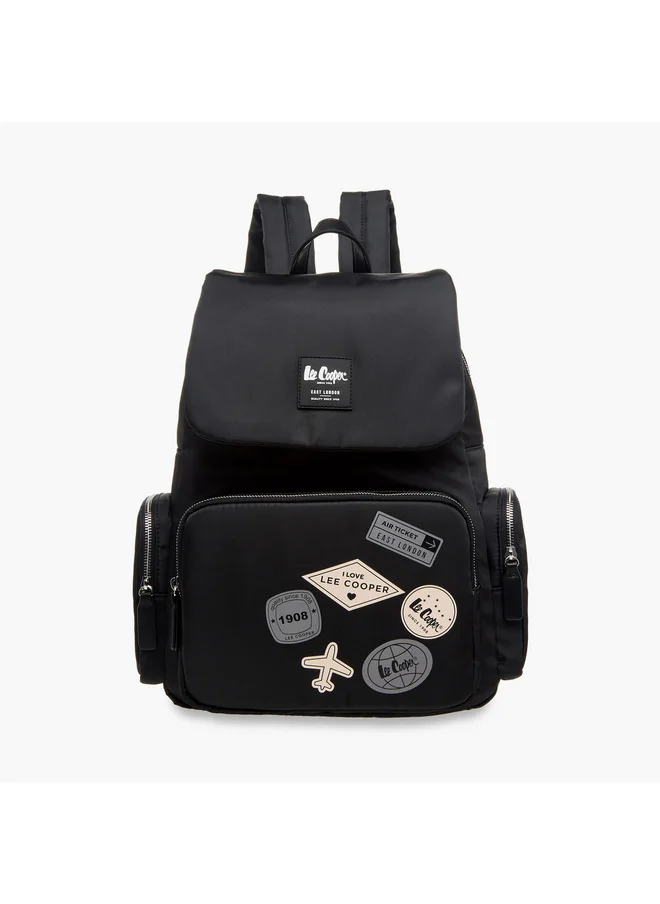 لي كوبر Women Logo Applique Backpack with Adjustable Straps and Zip Closure - 13x30x40 cm