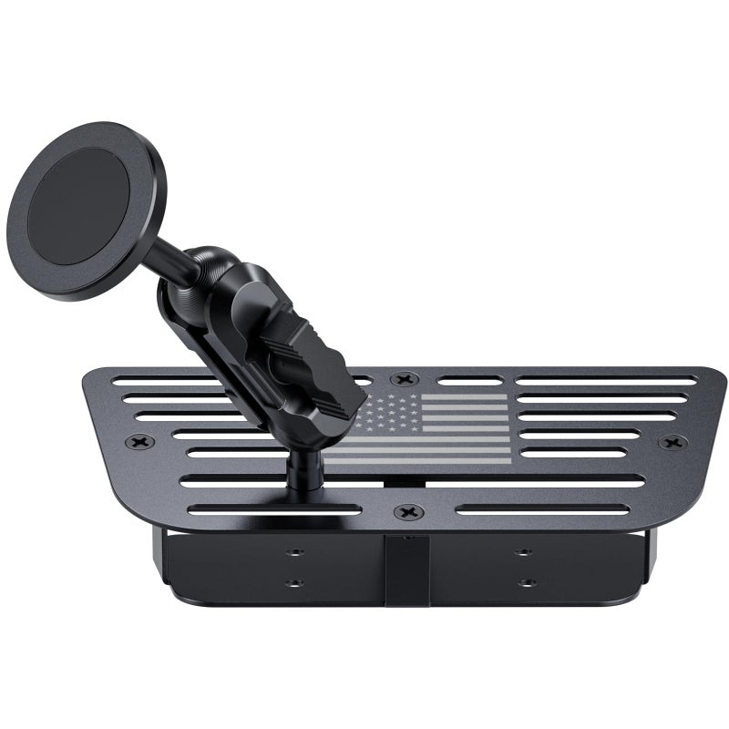 SwiftGaze Stainless Steel Phone Mount for 2011-2017 Wrangler JK JKU Magnetic&Clamp Dual Heads All-Metal Shakeproof Original America Flag Design OEM Screws Dash Mount Install - Image 1