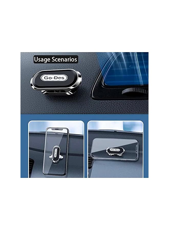 GO-DES GD-HD708 Mobile Phone Mini Holder Car Mount Magnetic,Dashboard Phone Holder Universal Car Cell Phone Bracket 360 Degree Adjustable For iPhone Black-Grey (Type B) - Image 3
