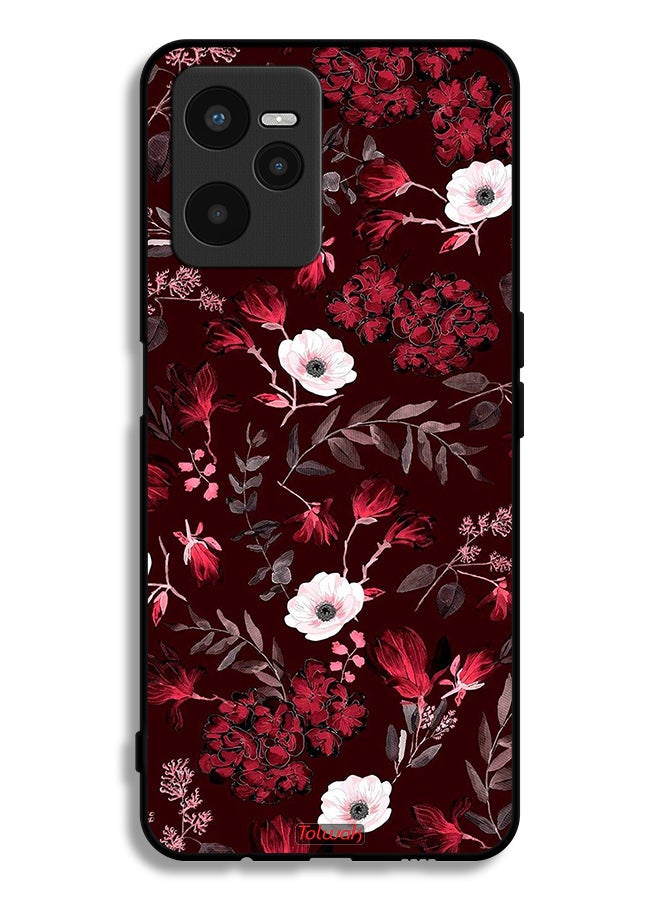Tolwak Realme C35 Protective Case Cover Small Flowers And Tropical Leaves - Image 2