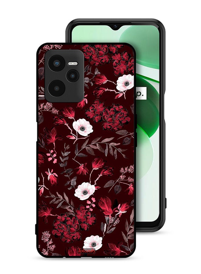 Tolwak Realme C35 Protective Case Cover Small Flowers And Tropical Leaves - Image 1