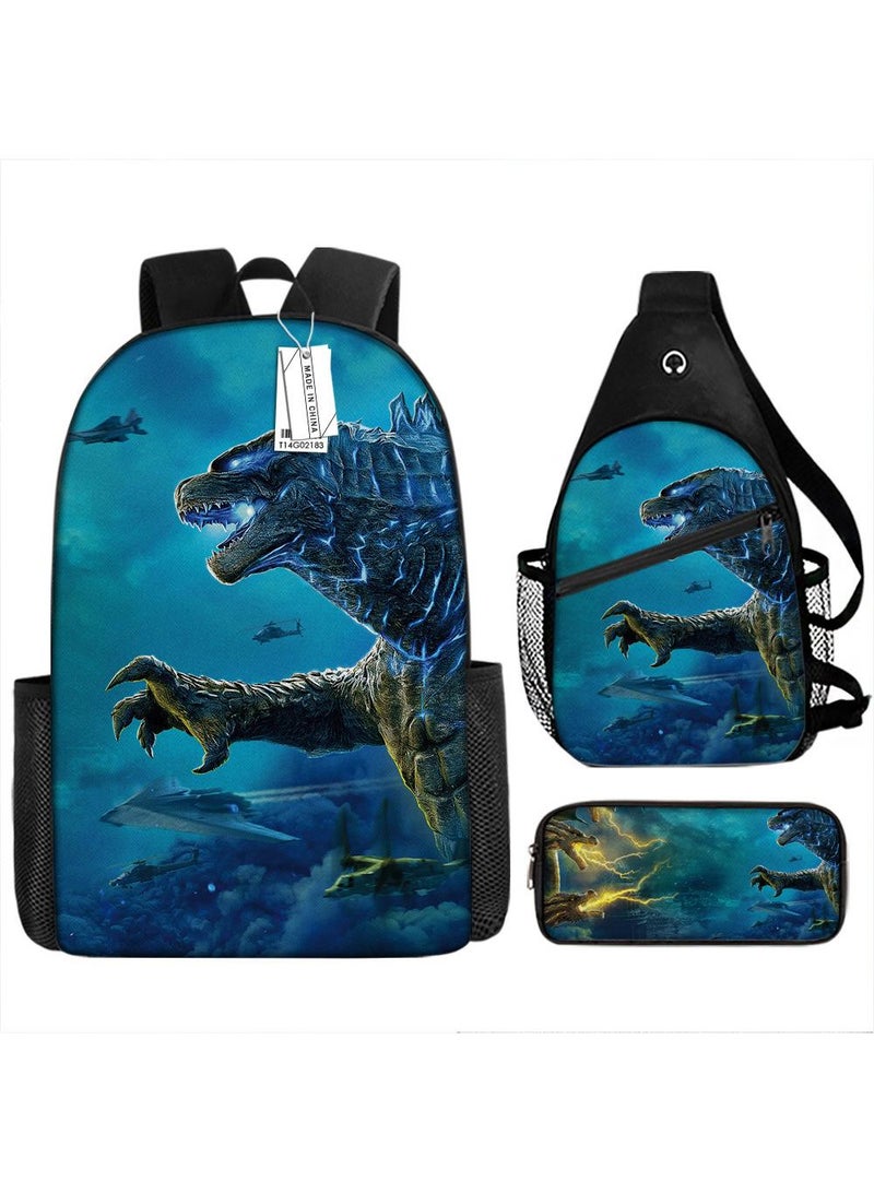 general 3-Piece Godzilla VS Kong 3D Print Backpack Set - Image 1