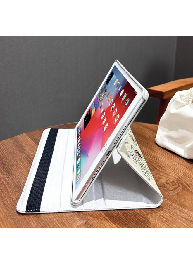 Generic - Crayon Small IPad9 Rotating Leather Case Air6/5/4 Pro2024 Flat Shell Mini6 Anti-fall 10 Generation 8-Color:( 9.7inch ) Ipad 2017/5 Generation-Applicable Models:Rotating Leather Case [aa1806 Fishing Xiaoxin] + Pen Tray Sticker - Image 1