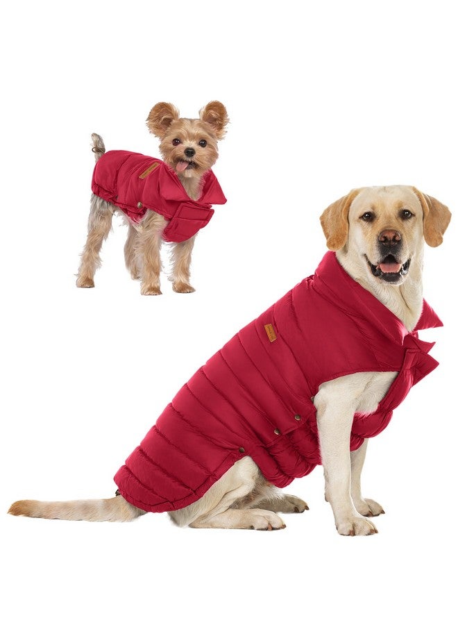 SPACE LION Dog Puffer Jacket, Down Dog Winter Coat, Waterproof, Windproof, Lightweight Dog Jacket, Adjustable Fit Dog Coat for Small, Medium, and Large Dogs(Red,L) - Image 1