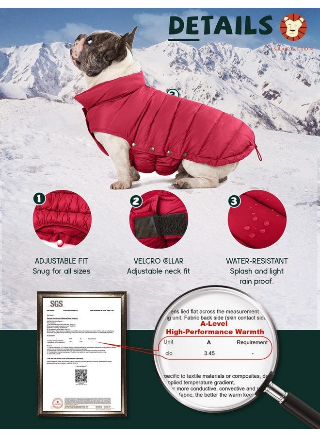SPACE LION Dog Puffer Jacket, Down Dog Winter Coat, Waterproof, Windproof, Lightweight Dog Jacket, Adjustable Fit Dog Coat for Small, Medium, and Large Dogs(Red,L) - Image 4