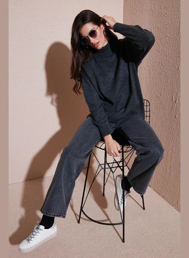 Lela Lela Premium Oversize Fit Turtleneck Soft Textured Knitwear Sweater Women's SWEATER 680KZ00469