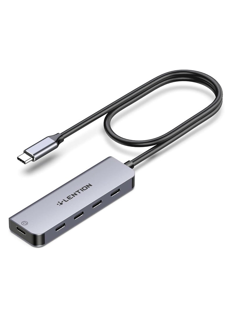 Lention LENTION USB C Hub, 2FT Long Cable USB C Multiport Adapter, 4 USB3.0 Ports (USB-C Type, 5Gpbs), Powered USB C Port,Compatible MacBook Pro, iMac, iPad Pro, iPhone 15/15 Pro, and More (CE31,Space Gray)  - Image 1