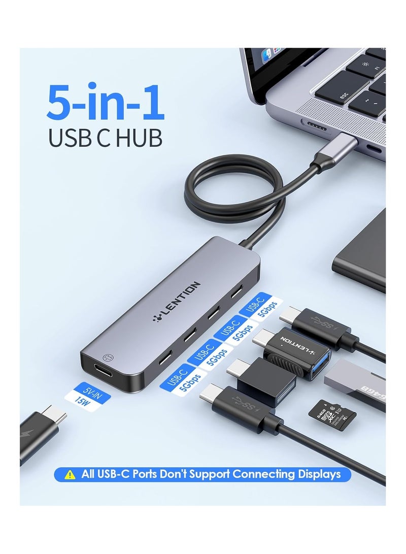 Lention LENTION USB C Hub, 2FT Long Cable USB C Multiport Adapter, 4 USB3.0 Ports (USB-C Type, 5Gpbs), Powered USB C Port,Compatible MacBook Pro, iMac, iPad Pro, iPhone 15/15 Pro, and More (CE31,Space Gray)  - Image 2