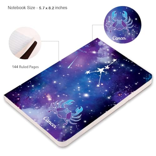 AccuPrints A5 Premium Soft Bound Notebook Size 5.8 * 8.25 inches Diary for Girls and Women (144 Ruled Pages with planner, 80 GSM) (Cancer zodiac signs) - Image 4