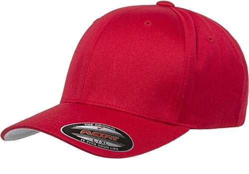 Flexfit Men's Wooly Combed Twill Fitted Baseball Cap, Red, Small-Medium - Image 5