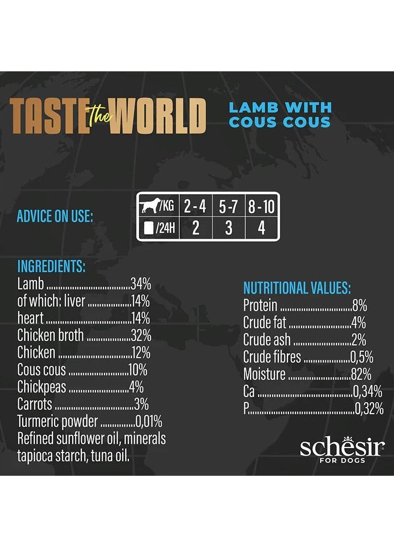 شيسر عبوة من 8 قطع من طعام الكلاب الكامل من Taste The World - لحم الضأن مع الكسكس 8x150 جرام - Image 5