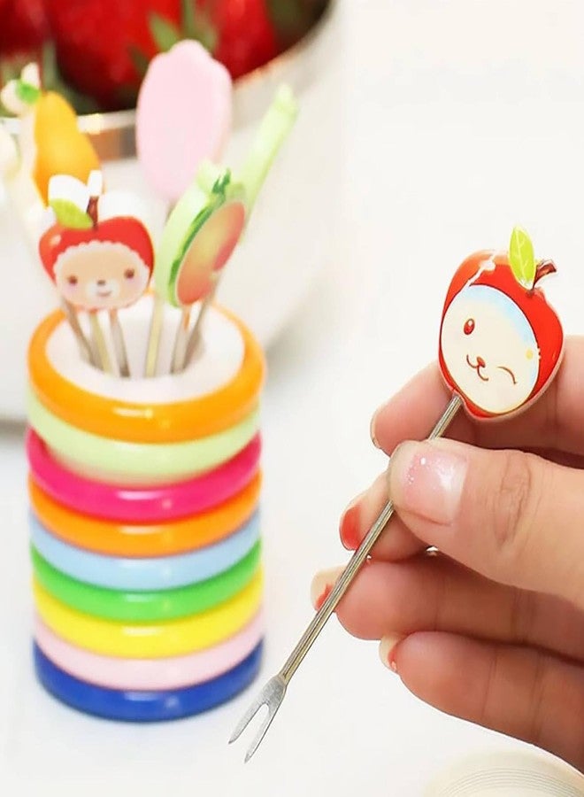 Prostuff.in مجموعة شوك فواكه برسومات كرتونية للأطفال من Prostuff.in®، تتضمن 8 شوكات من الفولاذ المقاوم للصدأ، مصنوعة من الفولاذ المقاوم للصدأ، بألوان متعددة، مناسبة للحفلات. - Image 5