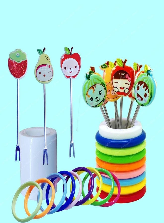 Prostuff.in مجموعة شوك فواكه برسومات كرتونية للأطفال من Prostuff.in®، تتضمن 8 شوكات من الفولاذ المقاوم للصدأ، مصنوعة من الفولاذ المقاوم للصدأ، بألوان متعددة، مناسبة للحفلات. - Image 2