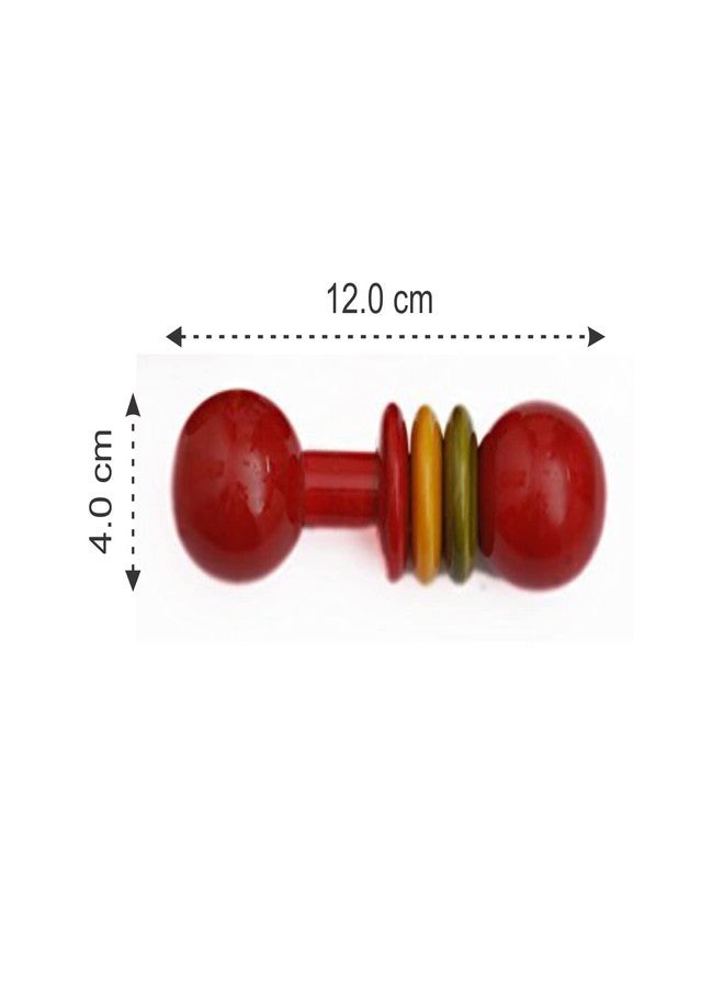 Neotea Wooden Dumbbells Rattle Toy for Newborn Babies | Pack of 2 Multicolor Sound-Making Rattle | Organic Traditional Baby Toy for Infants | Safe, Non-Toxic, Fun Discover Sounds Game | Made in India Pack of 1 - Image 2
